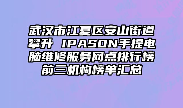 武漢市江夏區安山街道攀升 IPASON手提電腦維修服務網點排行榜前三機構榜單匯總