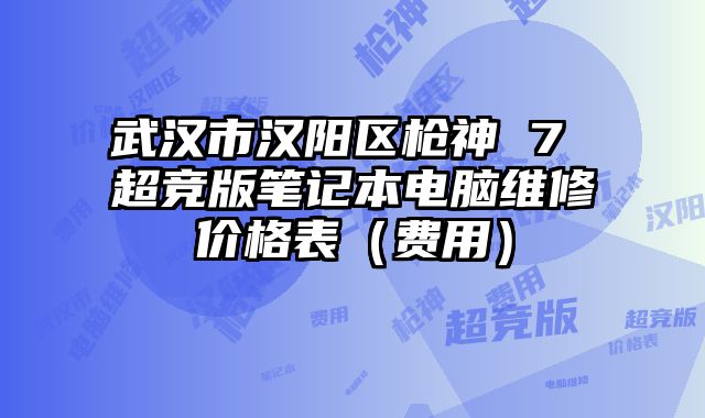 武漢市漢陽區(qū)槍神 7 超競版筆記本電腦維修價格表（費用）