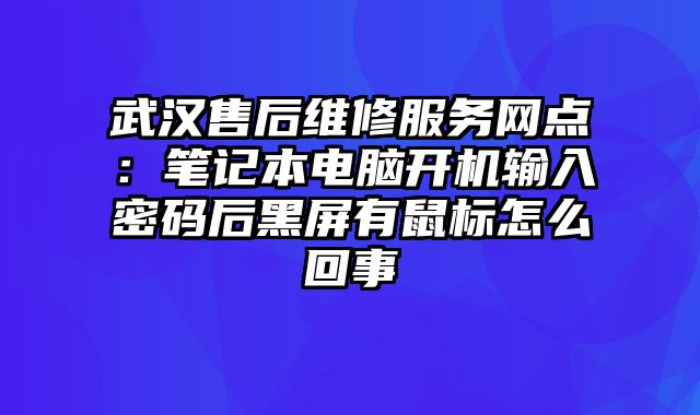 武漢售后維修服務網點：筆記本電腦開機輸入密碼后黑屏有鼠標怎么回事