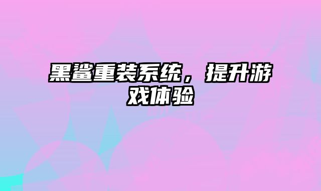 黑鯊重裝系統，提升游戲體驗