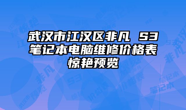 武漢市江漢區(qū)非凡 S3筆記本電腦維修價格表驚艷預(yù)覽