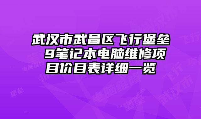武漢市武昌區(qū)飛行堡壘 9筆記本電腦維修項(xiàng)目?jī)r(jià)目表詳細(xì)一覽
