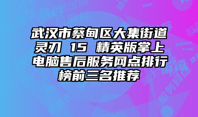 武漢市蔡甸區大集街道靈刃 15 精英版掌上電腦售后服務網點排行榜前三名推薦
