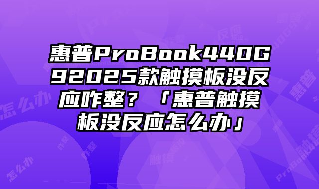 惠普ProBook440G92025款觸摸板沒反應咋整？「惠普觸摸板沒反應怎么辦」