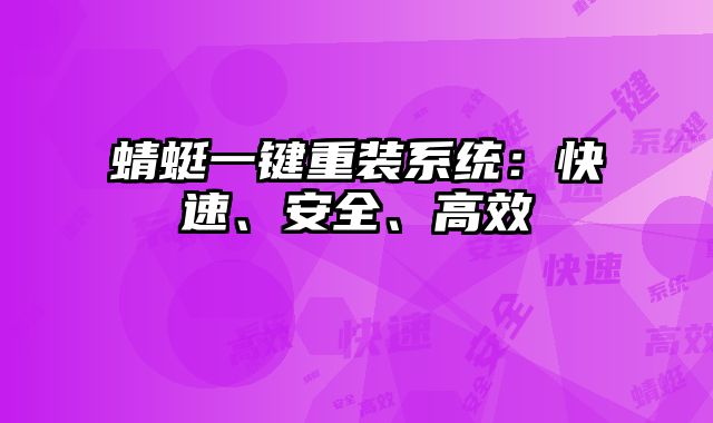 蜻蜓一鍵重裝系統：快速、安全、高效