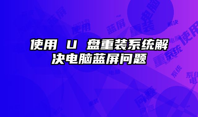 使用 U 盤重裝系統(tǒng)解決電腦藍屏問題