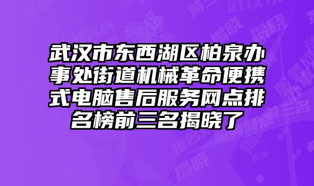 武漢市東西湖區柏泉辦事處街道機械革命便攜式電腦售后服務網點排名榜前三名揭曉了