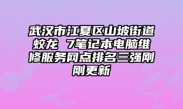 武漢市江夏區山坡街道蛟龍 7筆記本電腦維修服務網點排名三強剛剛更新