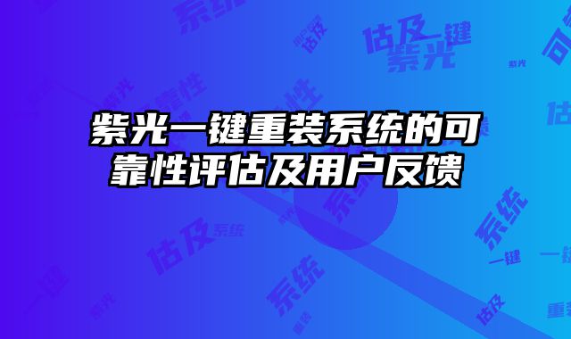 紫光一鍵重裝系統的可靠性評估及用戶反饋