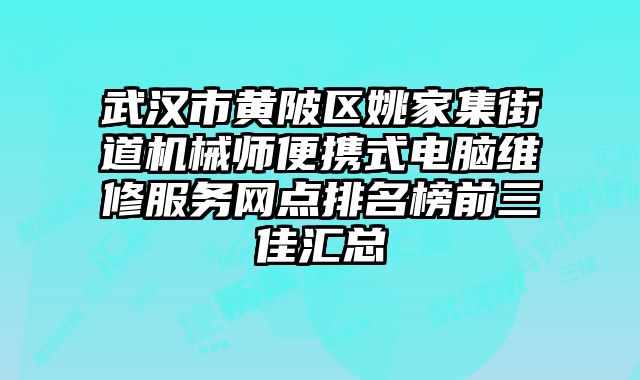 武漢市黃陂區姚家集街道機械師便攜式電腦維修服務網點排名榜前三佳匯總