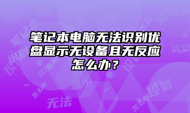 筆記本電腦無法識別優盤顯示無設備且無反應怎么辦？