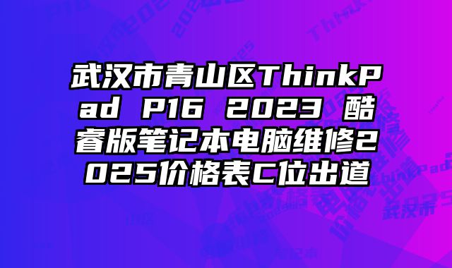武漢市青山區(qū)ThinkPad P16 2023 酷睿版筆記本電腦維修2025價(jià)格表C位出道