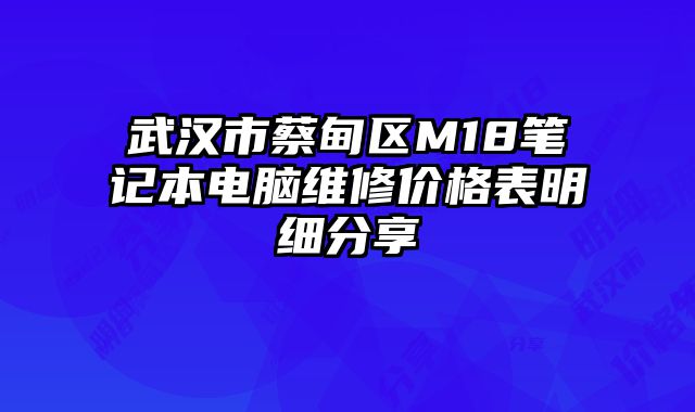 武漢市蔡甸區M18筆記本電腦維修價格表明細分享