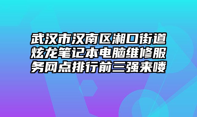 武漢市漢南區湘口街道炫龍筆記本電腦維修服務網點排行前三強來嘍