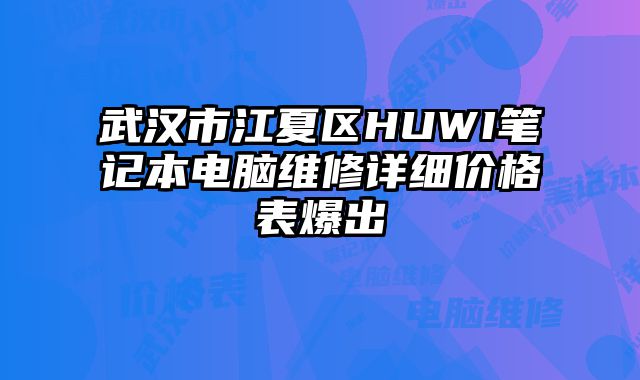 武漢市江夏區(qū)HUWI筆記本電腦維修詳細(xì)價(jià)格表爆出
