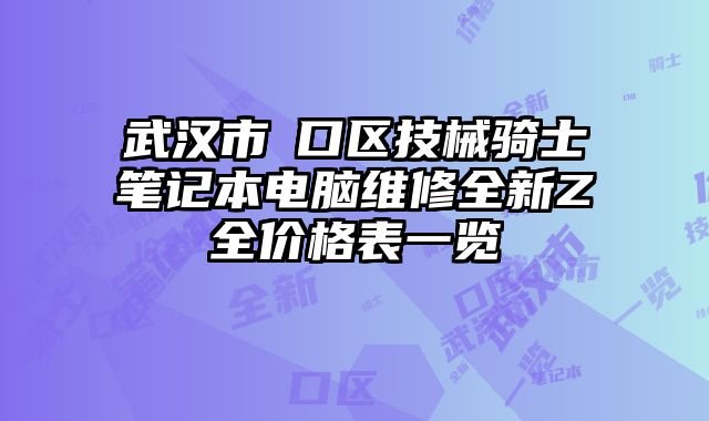 武漢市硚口區技械騎士筆記本電腦維修全新Z全價格表一覽