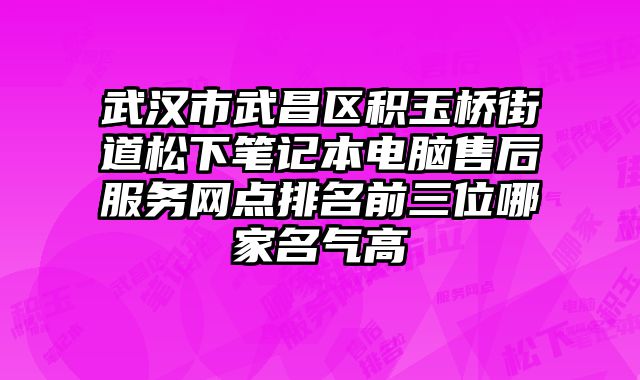 武漢市武昌區積玉橋街道松下筆記本電腦售后服務網點排名前三位哪家名氣高