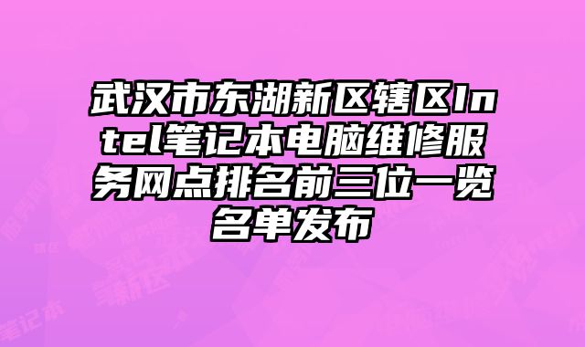 武漢市東湖新區轄區Intel筆記本電腦維修服務網點排名前三位一覽名單發布