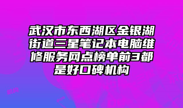 武漢市東西湖區(qū)金銀湖街道三星筆記本電腦維修服務(wù)網(wǎng)點(diǎn)榜單前3都是好口碑機(jī)構(gòu)