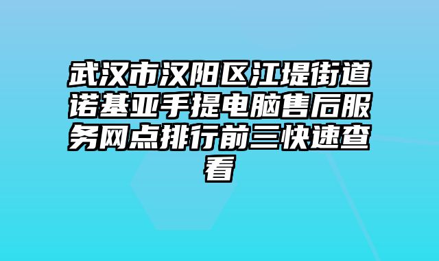 武漢市漢陽(yáng)區(qū)江堤街道諾基亞手提電腦售后服務(wù)網(wǎng)點(diǎn)排行前三快速查看