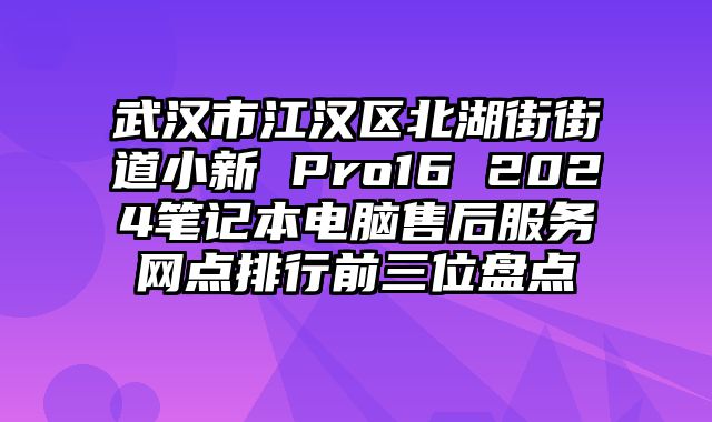 武漢市江漢區北湖街街道小新 Pro16 2024筆記本電腦售后服務網點排行前三位盤點