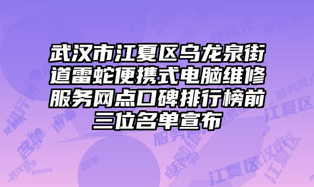 武漢市江夏區烏龍泉街道雷蛇便攜式電腦維修服務網點口碑排行榜前三位名單宣布