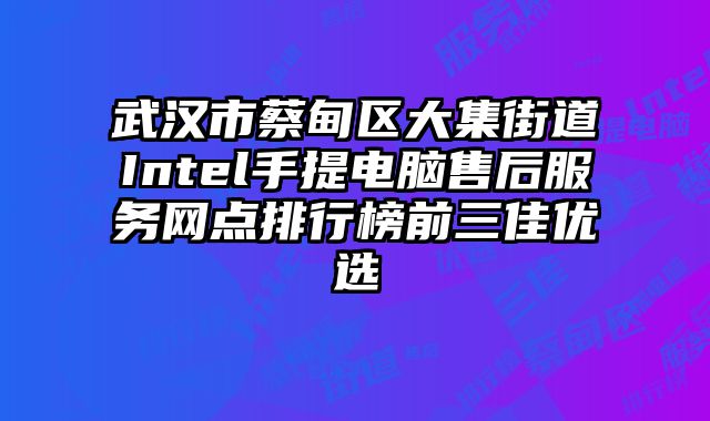 武漢市蔡甸區大集街道Intel手提電腦售后服務網點排行榜前三佳優選