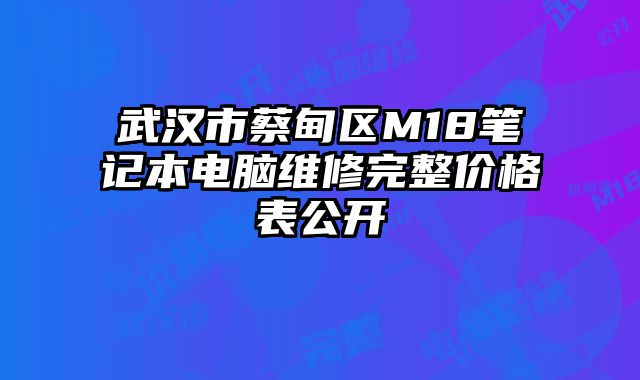 武漢市蔡甸區M18筆記本電腦維修完整價格表公開
