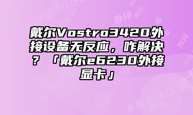 戴爾Vostro3420外接設備無反應，咋解決？「戴爾e6230外接顯卡」