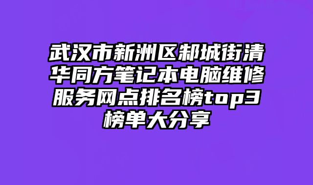 武漢市新洲區邾城街清華同方筆記本電腦維修服務網點排名榜top3榜單大分享