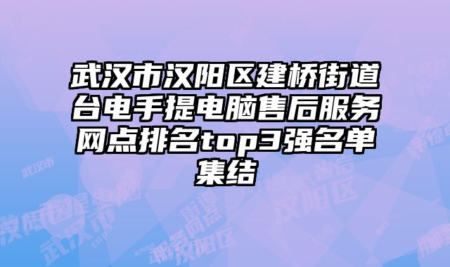 武漢市漢陽區建橋街道臺電手提電腦售后服務網點排名top3強名單集結
