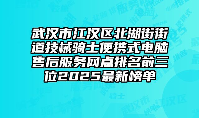 武漢市江漢區北湖街街道技械騎士便攜式電腦售后服務網點排名前三位2025最新榜單