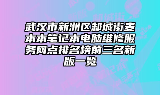 武漢市新洲區(qū)邾城街麥本本筆記本電腦維修服務(wù)網(wǎng)點(diǎn)排名榜前三名新版一覽