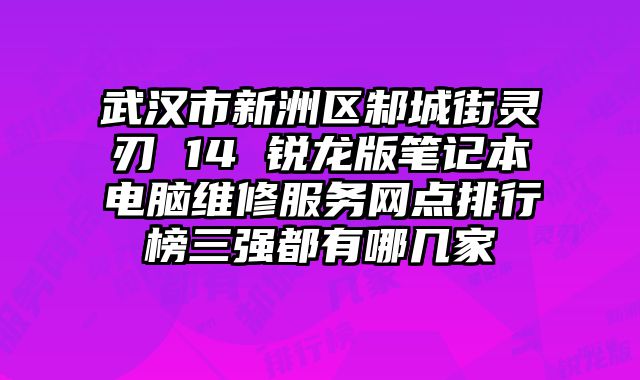 武漢市新洲區邾城街靈刃 14 銳龍版筆記本電腦維修服務網點排行榜三強都有哪幾家