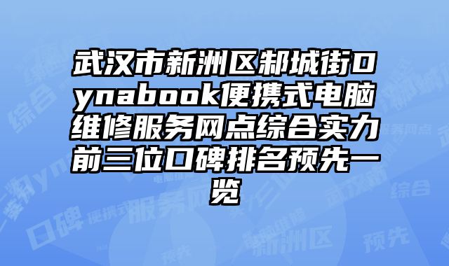 武漢市新洲區邾城街Dynabook便攜式電腦維修服務網點綜合實力前三位口碑排名預先一覽