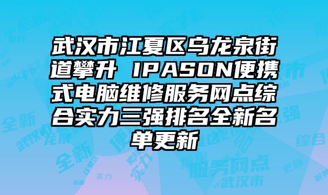 武漢市江夏區烏龍泉街道攀升 IPASON便攜式電腦維修服務網點綜合實力三強排名全新名單更新
