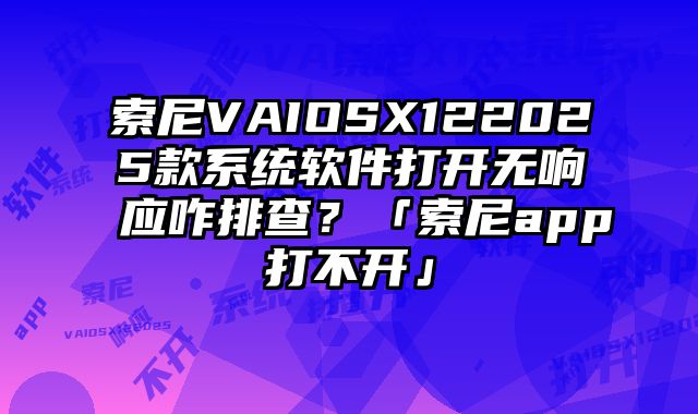 索尼VAIOSX122025款系統(tǒng)軟件打開無響應咋排查？「索尼app打不開」