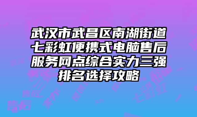 武漢市武昌區南湖街道七彩虹便攜式電腦售后服務網點綜合實力三強排名選擇攻略