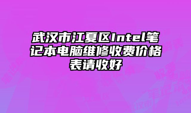 武漢市江夏區Intel筆記本電腦維修收費價格表請收好