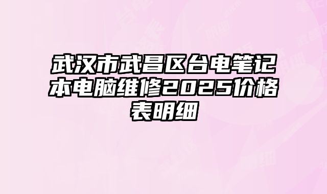 武漢市武昌區臺電筆記本電腦維修2025價格表明細