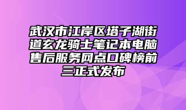 武漢市江岸區塔子湖街道玄龍騎士筆記本電腦售后服務網點口碑榜前三正式發布