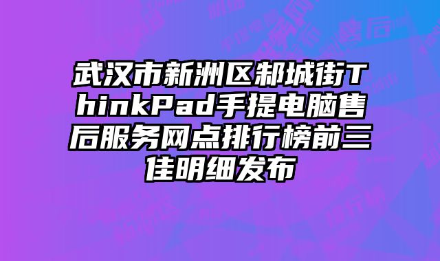 武漢市新洲區(qū)邾城街ThinkPad手提電腦售后服務(wù)網(wǎng)點(diǎn)排行榜前三佳明細(xì)發(fā)布