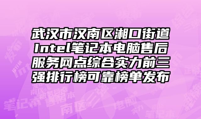 武漢市漢南區湘口街道Intel筆記本電腦售后服務網點綜合實力前三強排行榜可靠榜單發布
