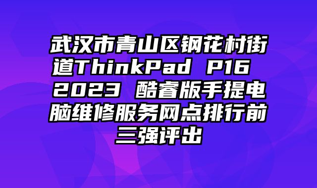 武漢市青山區鋼花村街道ThinkPad P16 2023 酷睿版手提電腦維修服務網點排行前三強評出