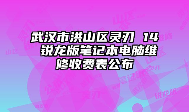 武漢市洪山區靈刃 14 銳龍版筆記本電腦維修收費表公布