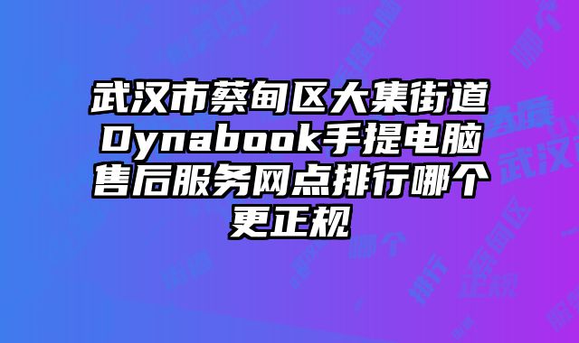 武漢市蔡甸區大集街道Dynabook手提電腦售后服務網點排行哪個更正規