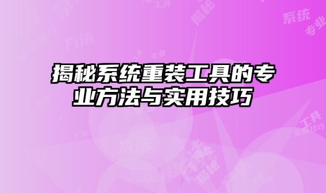 揭秘系統(tǒng)重裝工具的專業(yè)方法與實(shí)用技巧