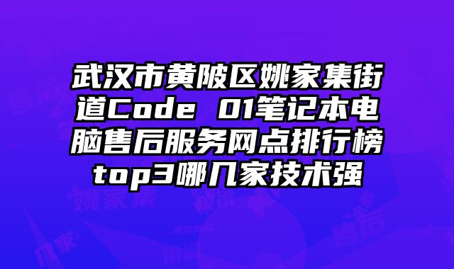 武漢市黃陂區姚家集街道Code 01筆記本電腦售后服務網點排行榜top3哪幾家技術強