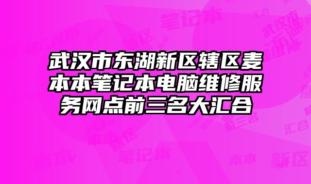 武漢市東湖新區轄區麥本本筆記本電腦維修服務網點前三名大匯合