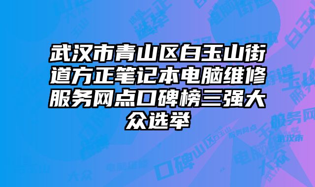 武漢市青山區白玉山街道方正筆記本電腦維修服務網點口碑榜三強大眾選舉